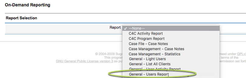 General Users Report