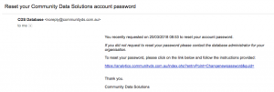 Account reset email