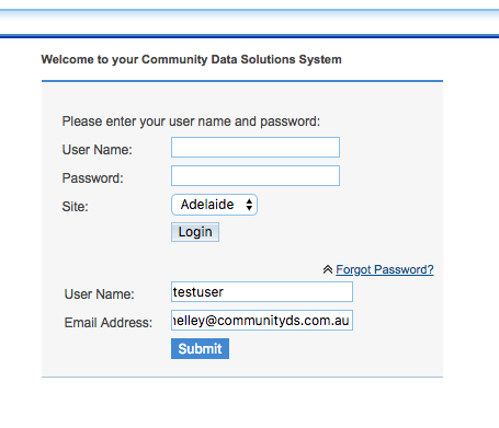 Username and email address