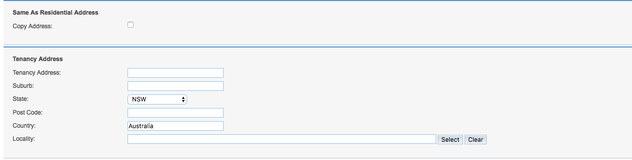 Tenancy Address Details
