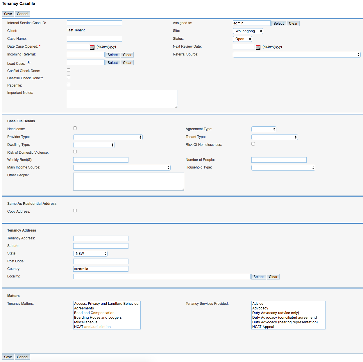 Tenancy Casefile Intake