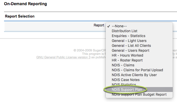 NDIS Support Plan Report