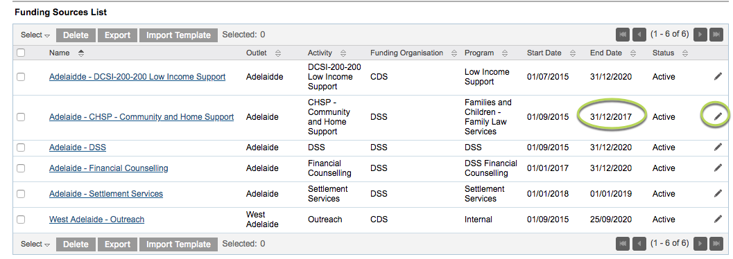 Click edit on required funding source