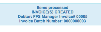 Invoices created message