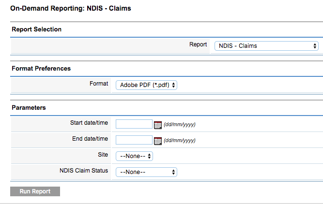 NDIS Claims Parameters