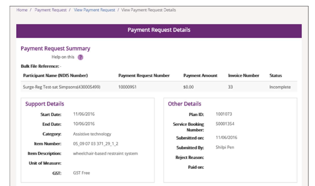 payment request details