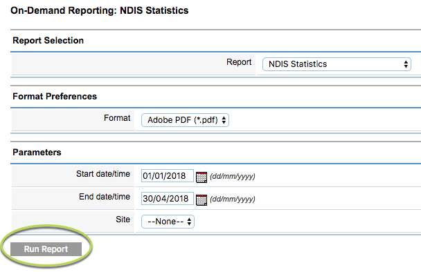 Run NDIS Statistics report