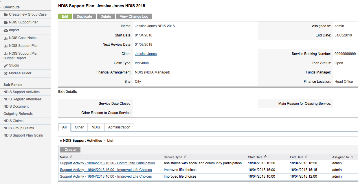 NDIS Reports – NDIS Case Notes