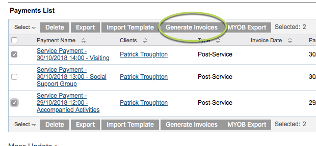 Generate Invoices