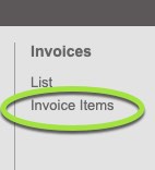 Invoice Items Menu